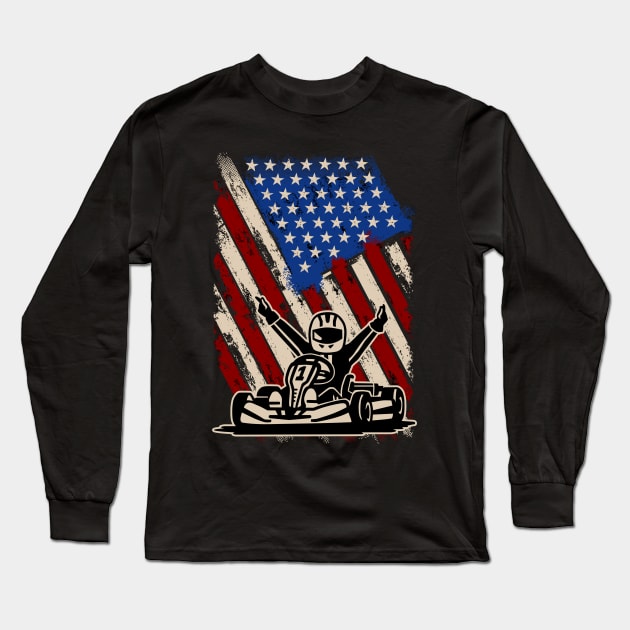 Vintage American Go Kart Racing Long Sleeve T-Shirt by Africanob